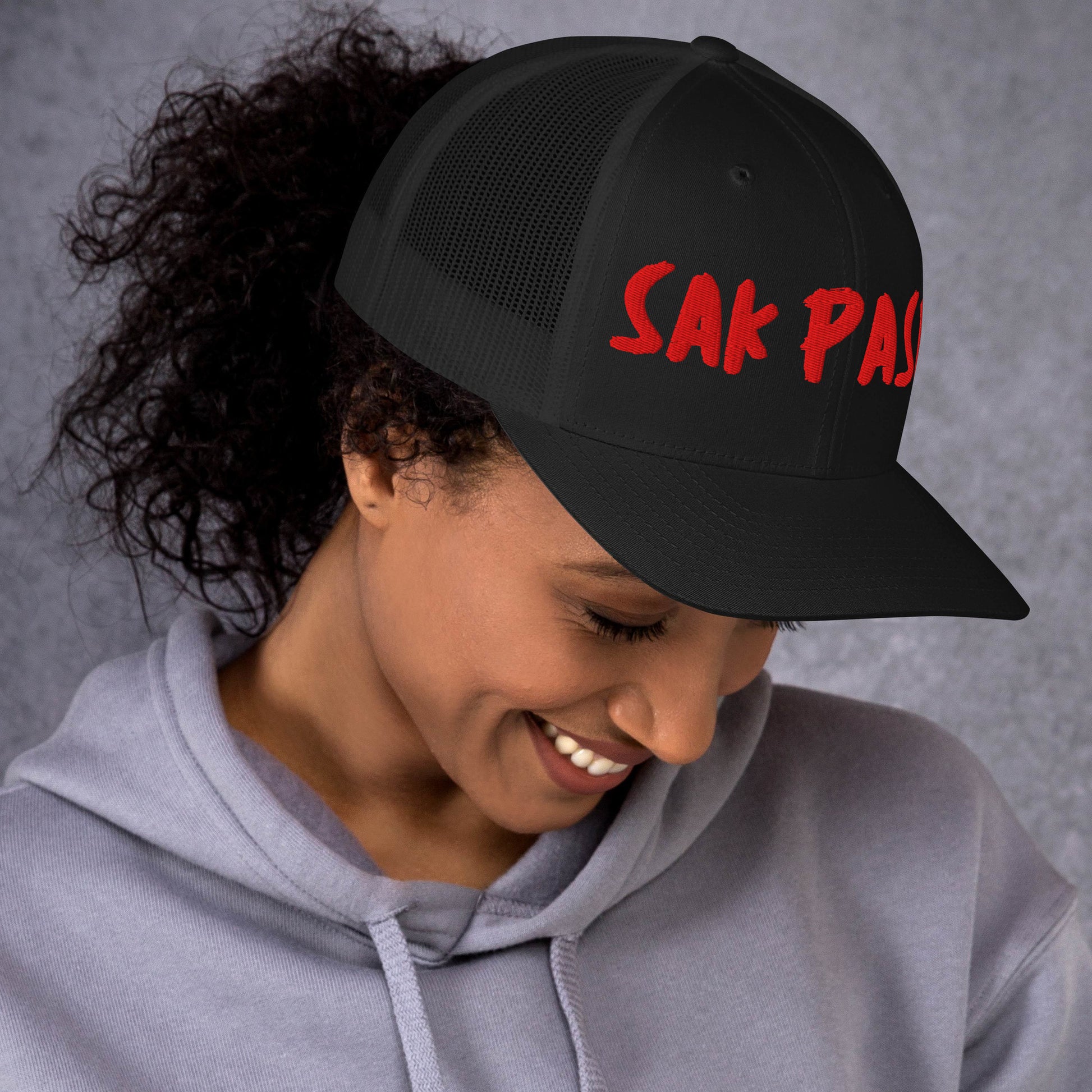 Black Sakpase embroidered cap Haiti streetwear brand