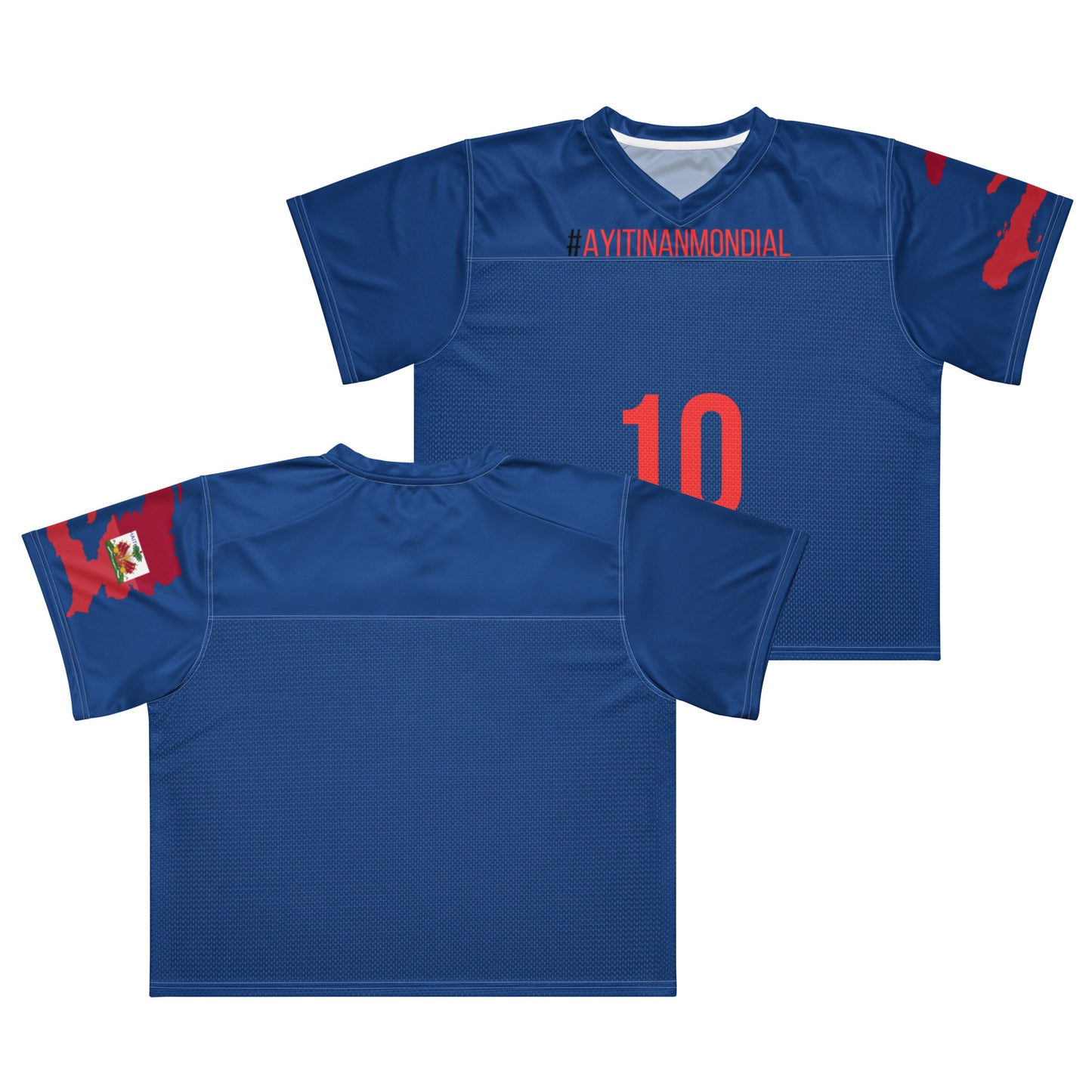 Ayiti Nan Mondial boxy jersey t-shirt front view Haitian streetwear