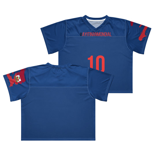 Ayiti Nan Mondial boxy jersey t-shirt front view Haitian streetwear