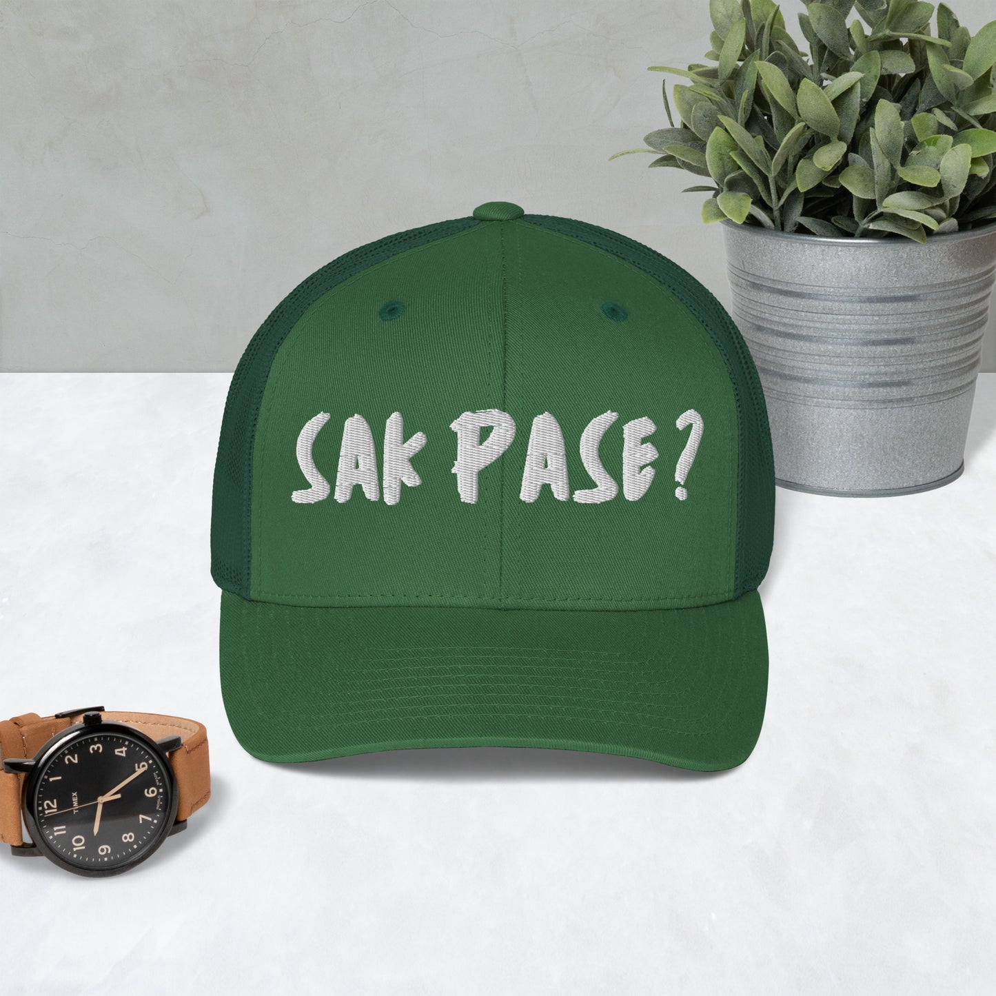 Evergreen Sakpase embroidered cap Haiti streetwear brand