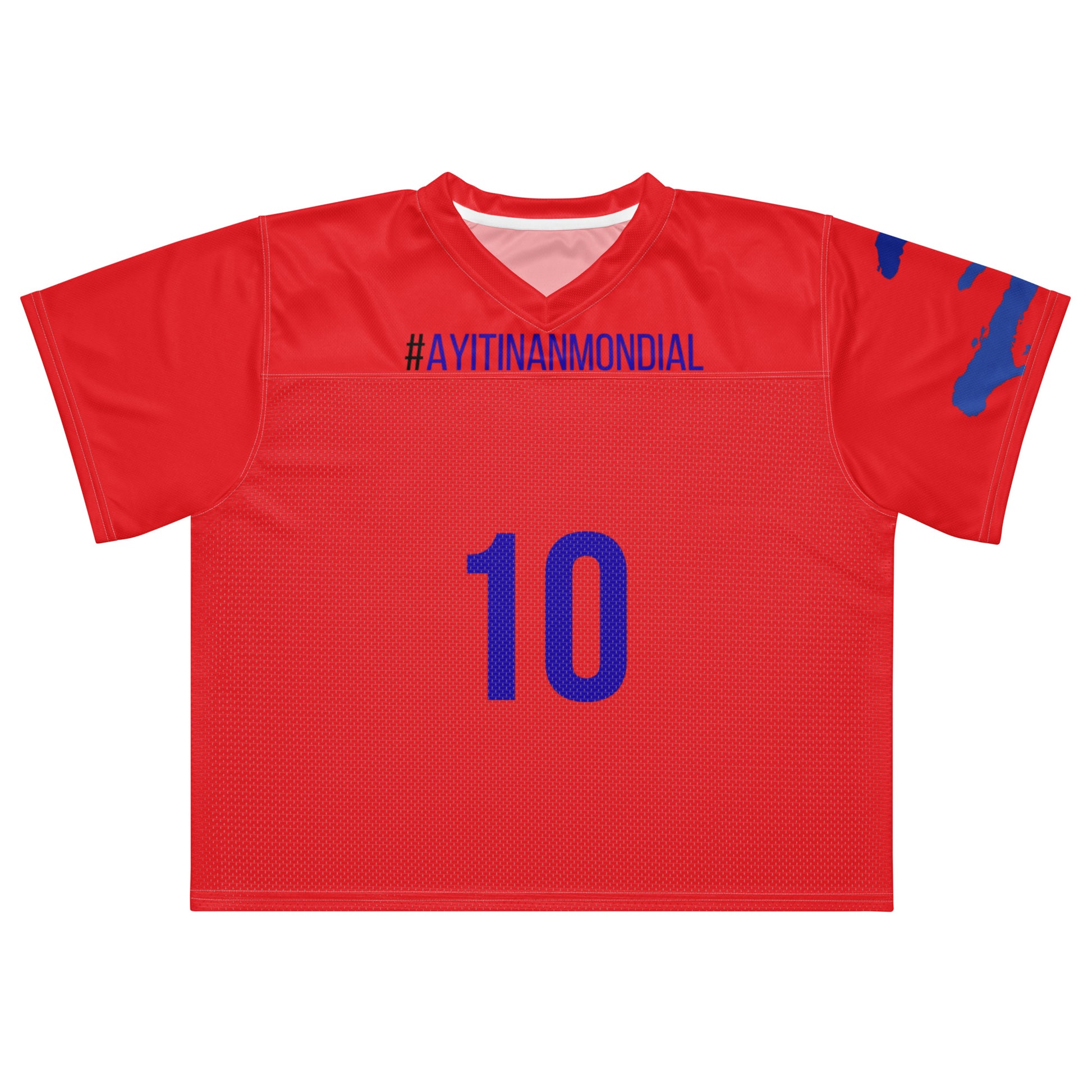Ayiti Nan Mondial boxy jersey t-shirt front view Haitian streetwear