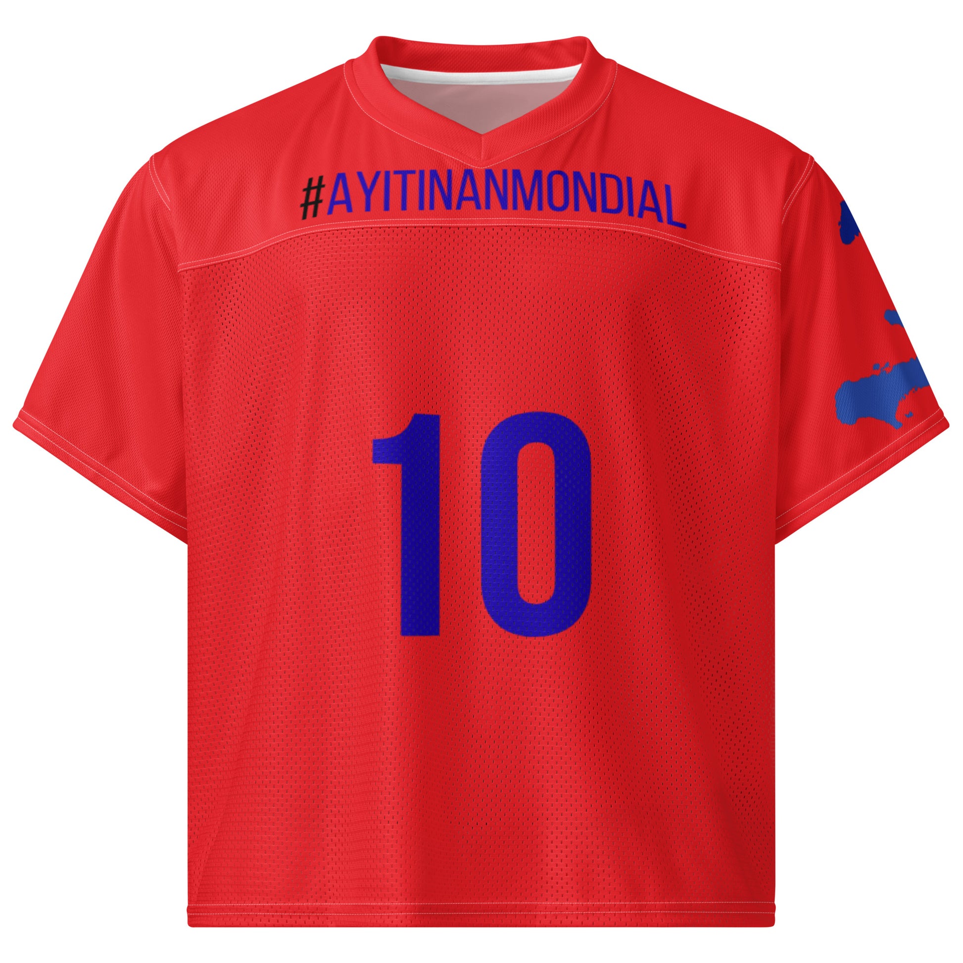 Ayiti Nan Mondial boxy jersey t-shirt front view Haitian streetwear
