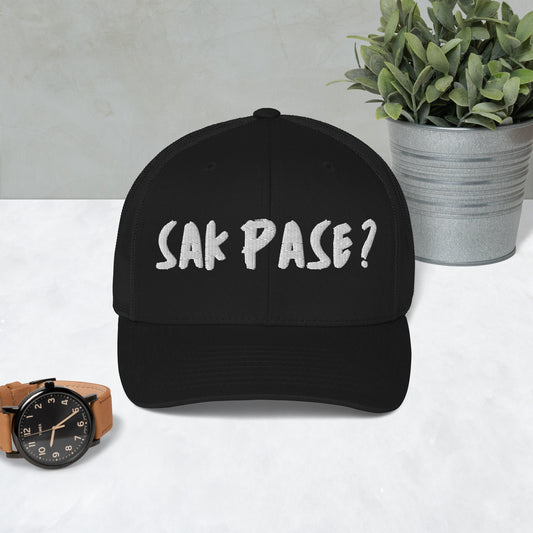 Black Sakpase embroidered cap Haiti streetwear brand
