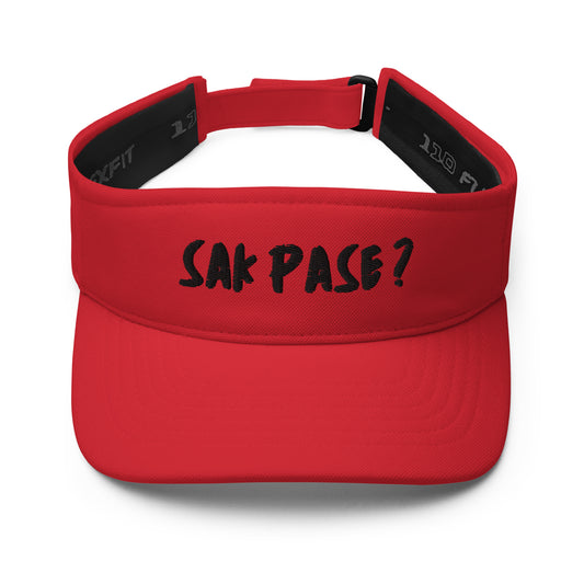 Red Sakpase visor hat with embroidered logo Haitian merch