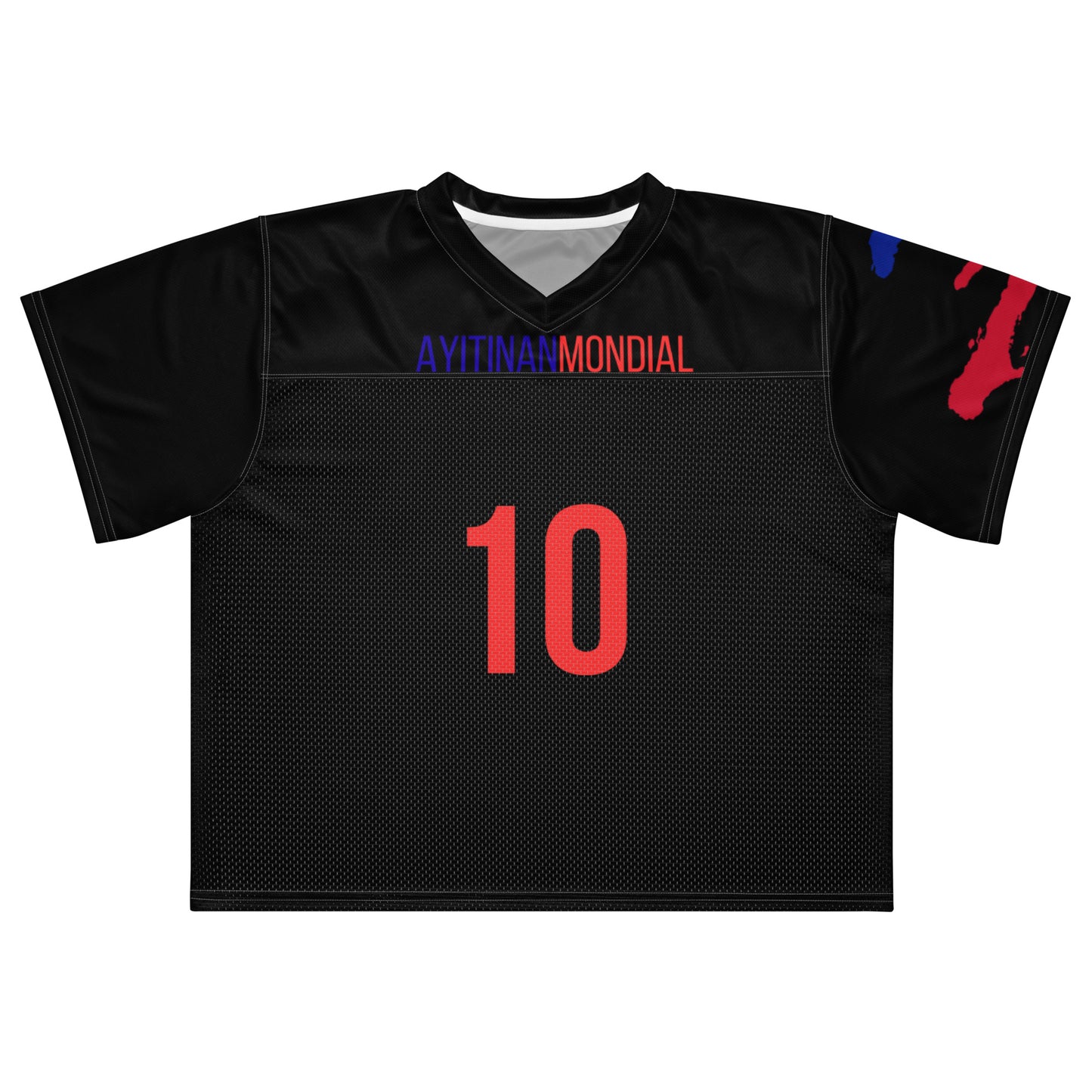 Ayiti Nan Mondial boxy jersey t-shirt front view Haitian streetwear