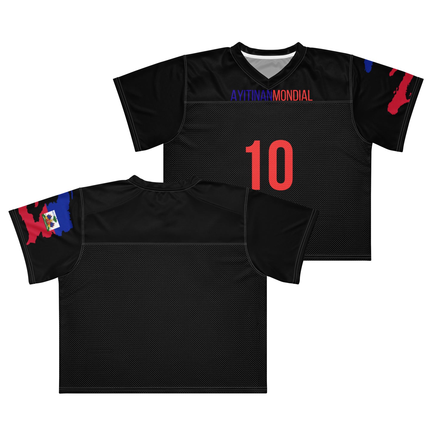 Ayiti Nan Mondial boxy jersey t-shirt front view Haitian streetwear