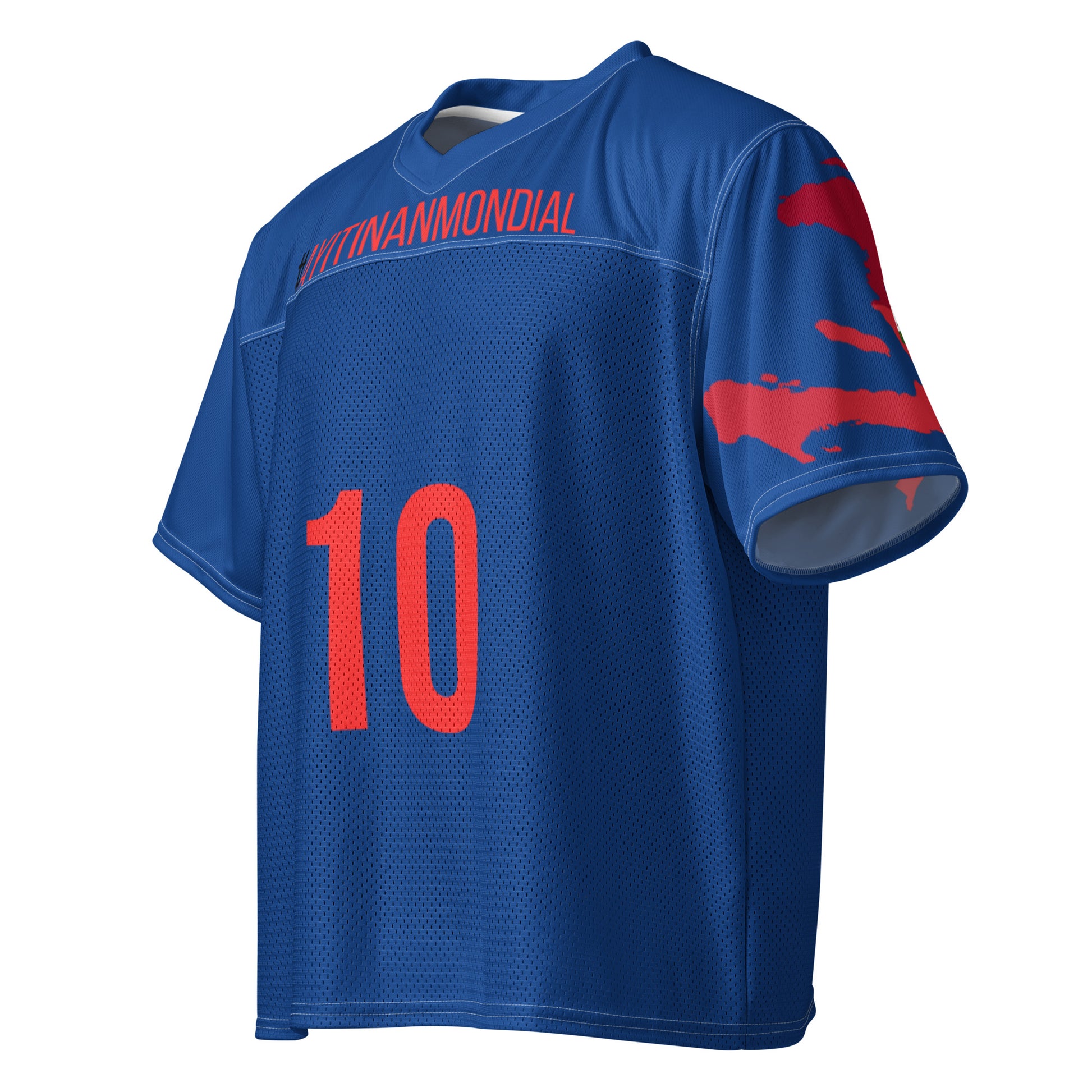 Ayiti Nan Mondial boxy jersey t-shirt front view Haitian streetwear