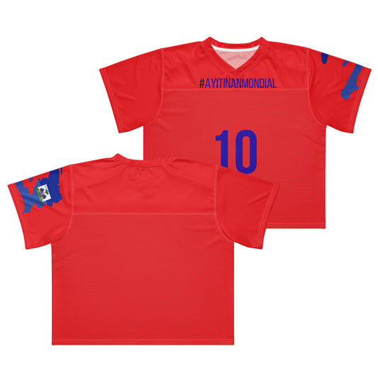 Ayiti Nan Mondial boxy jersey t-shirt front view Haitian streetwear
