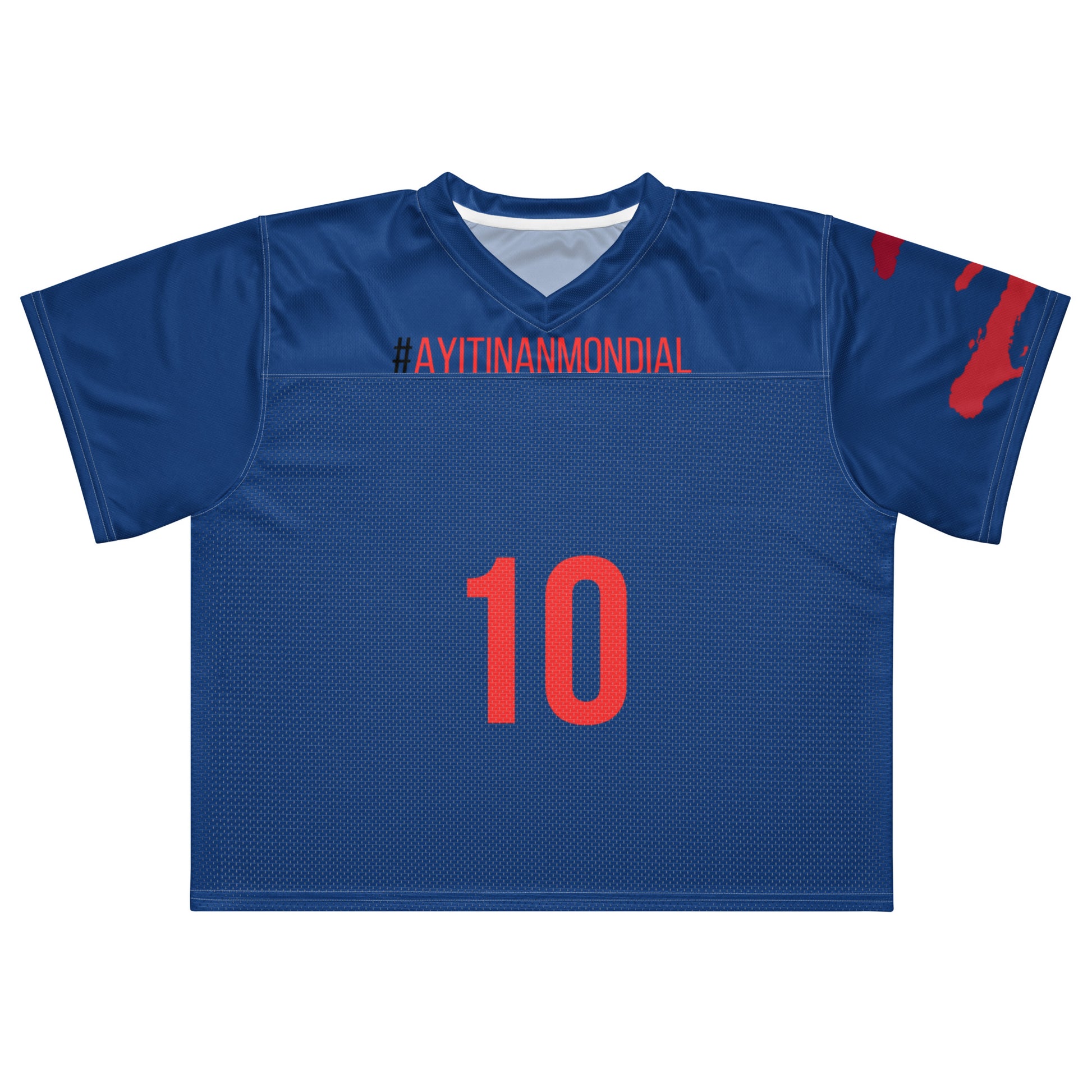 Ayiti Nan Mondial boxy jersey t-shirt front view Haitian streetwear sak pase