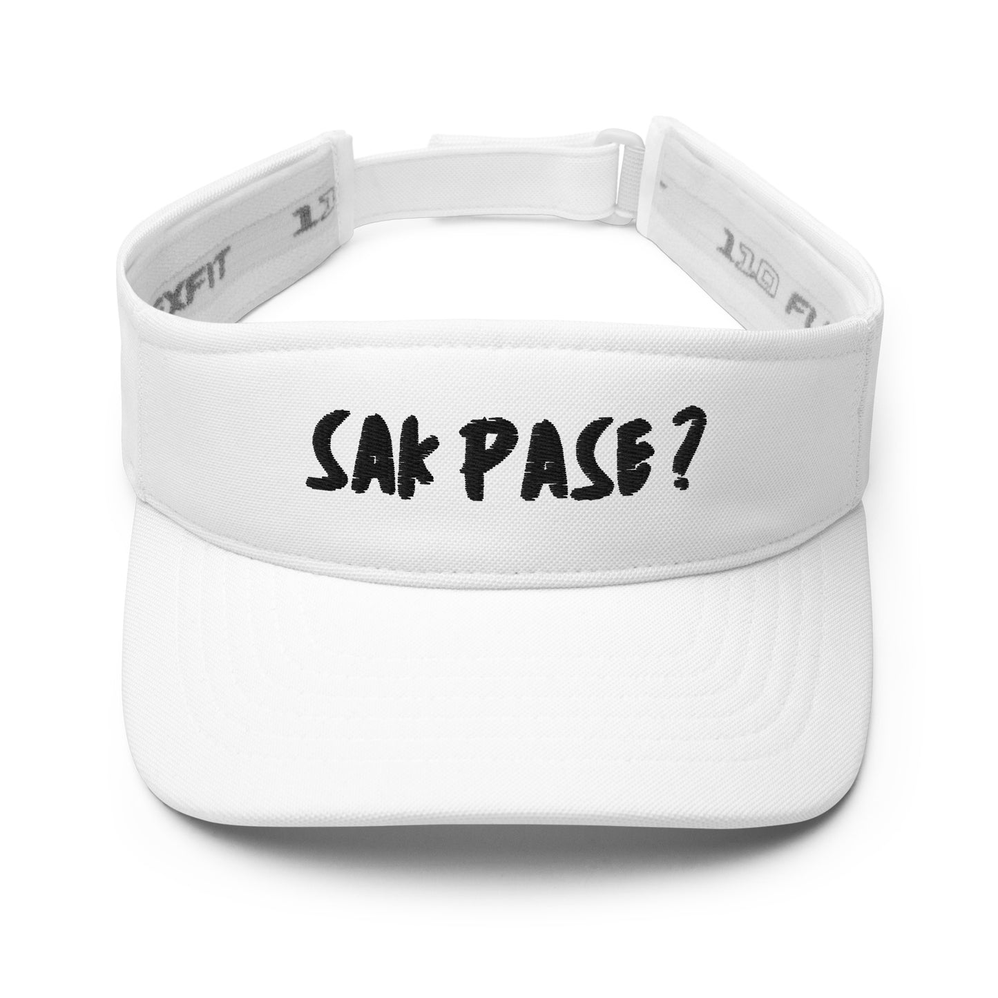white Sakpase visor hat with embroidered logo Haitian merch”