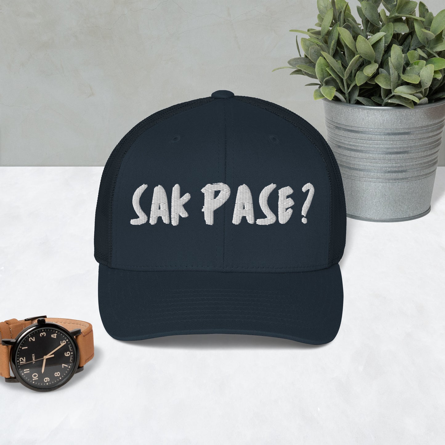 NAvy Sakpase embroidered cap Haiti streetwear brand